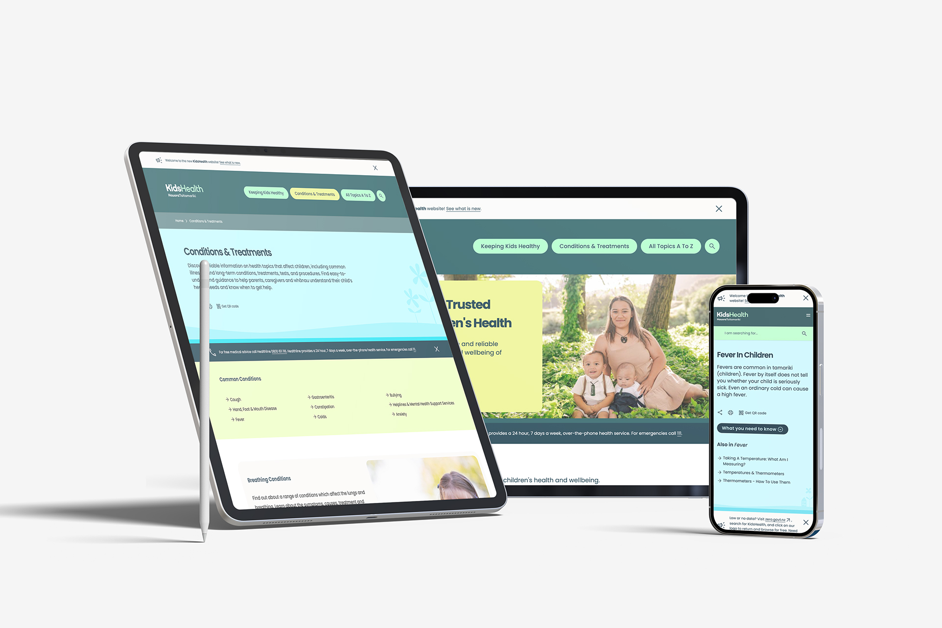 KidsHealth NZ website on devices