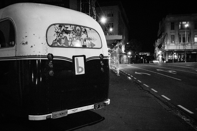Rear shot of the 95bFM bus